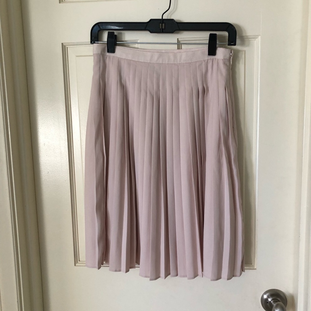 Ann Taylor Blush Pink Pleated Midi Skirt